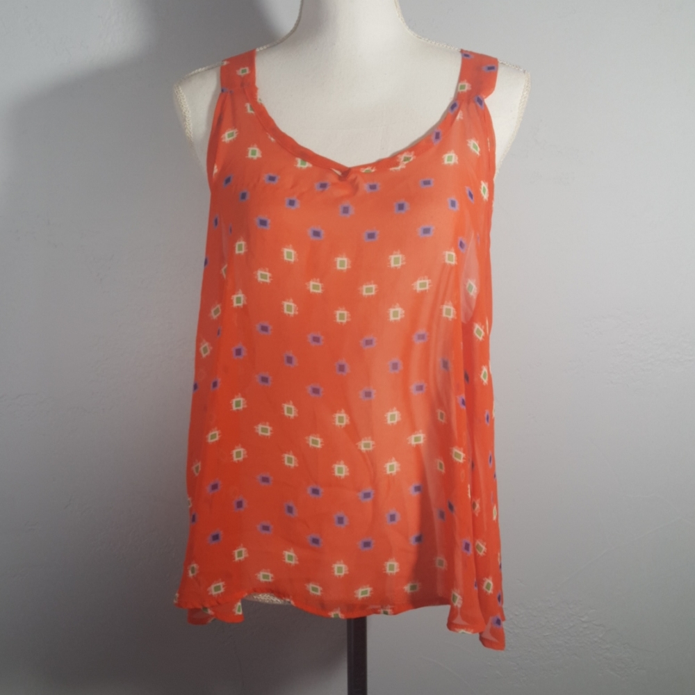 Francescas Paisley&Ivy Orange Sheer Blouse Tanktop